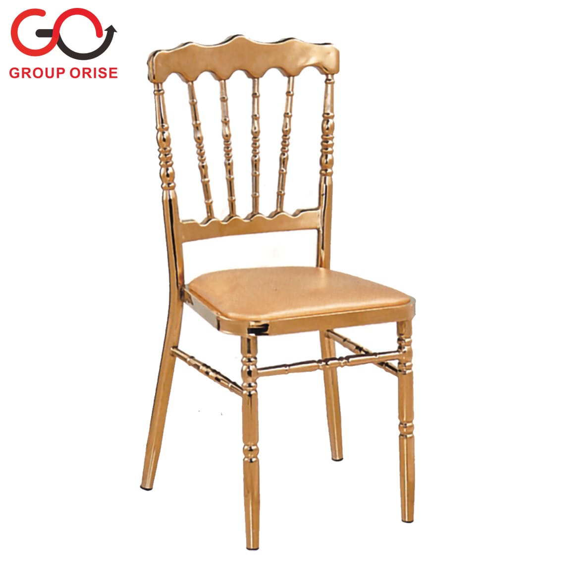 CL025-4905 | Gold Napoleon Banquet Chair with Gold Cushion – Flat Back Design