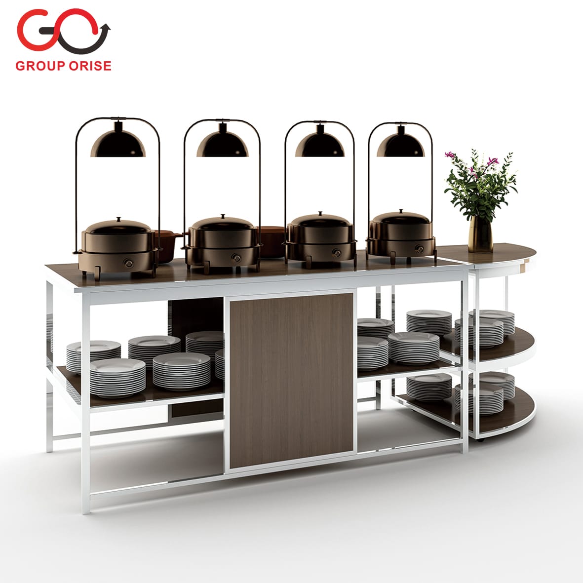 Z02-1001 | Folding Flat Cooking Station with Shelving