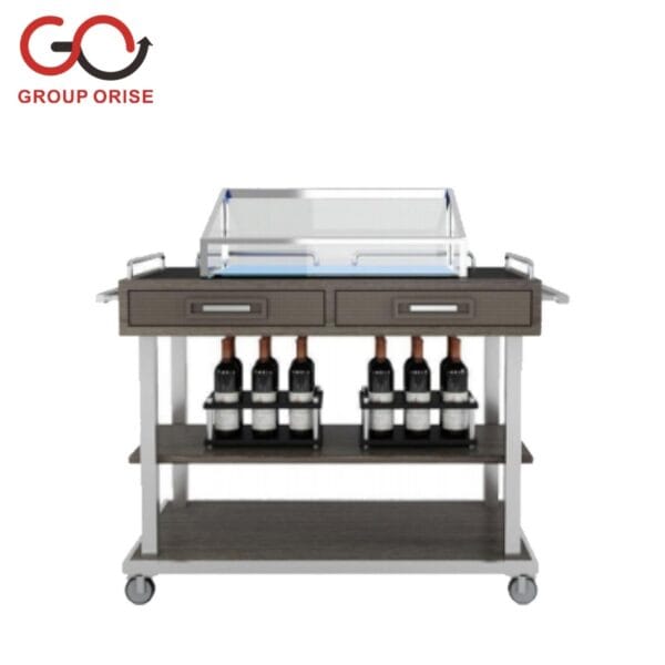 CAKE AND DRINKS SERVING TROLLEY